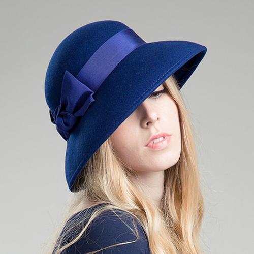 帽子 保暖帽  蓝色 fedora 帽子制造商定制冬季羊毛毡帽子   产贩